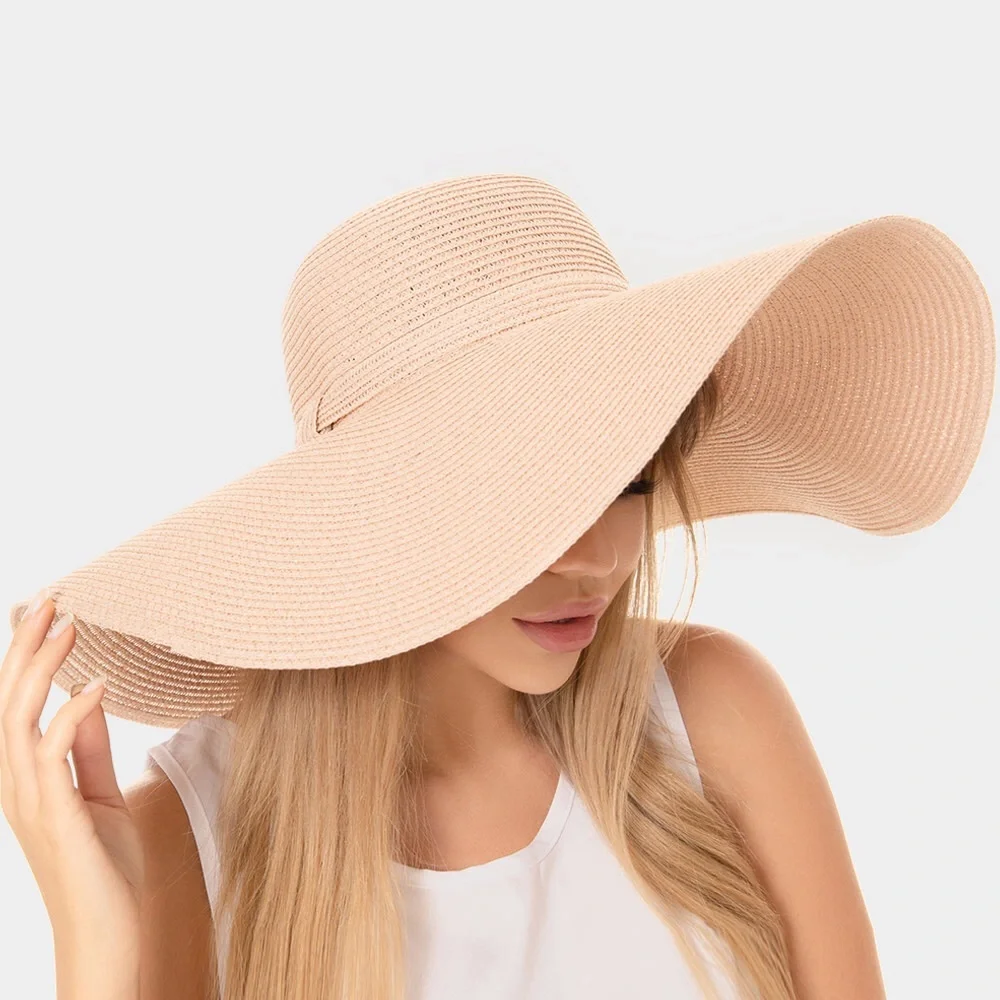 Mauve Straw Sun Floppy Hat - Picture 1 of 1